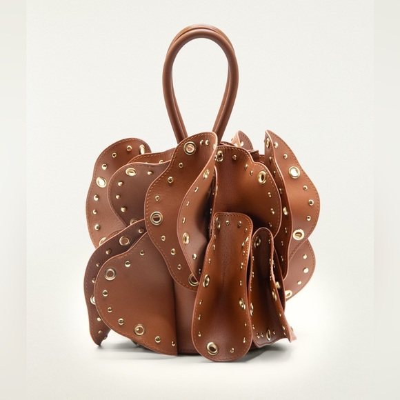 FARM Rio Handbags - Farm Rio Brown Leather Studded Flower Bag